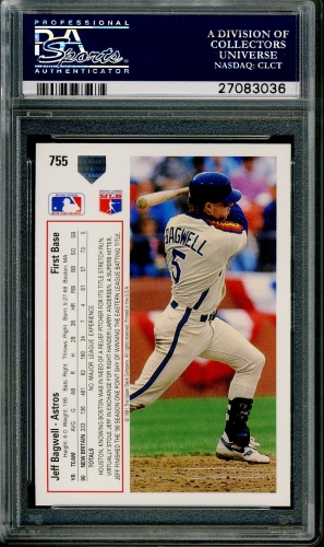 1991 Upper Deck #755 Jeff Bagwell PSA 10 #27083036 - Back