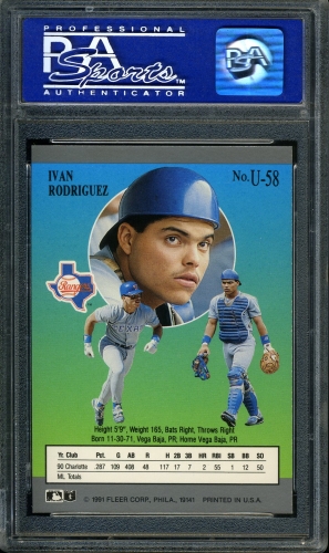 1991 Ultra Update #U-058 Ivan Rodriguez PSA 10 #03054760 - Back