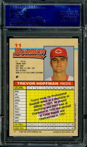 1992 Bowman #011 Trevor Hoffman PSA 10 #31521887 - Back