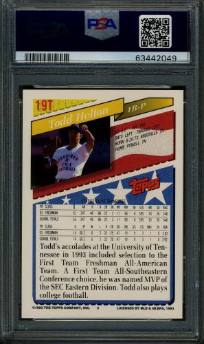 1993 Topps Traded #019T Todd Helton PSA 10 #63442049 - Back