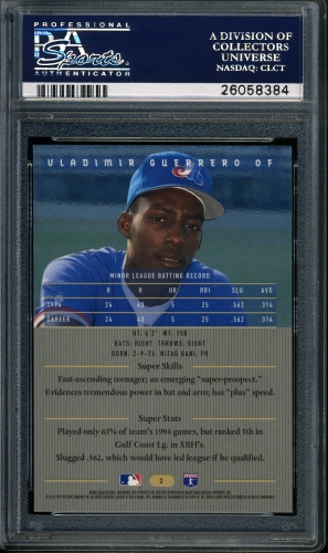 1995 Bowman's Best #002 Vladimir Guerrero PSA 10 #26058384 - Back