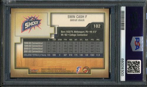 2002 Fleer Authentix #102 Swin Cash PSA 10 #66009300 - Back