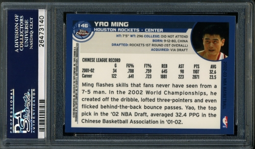 2002 Topps Chrome #146 Yao Ming PSA 10 #26473140 - Back