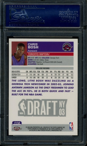 2003 Topps Chrome #114 Chris Bosh PSA 10 #16631700 - Back