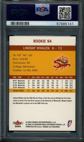 2004 Ultra WNBA #094 Lindsay Whalen PSA 9 #57685141 - Back