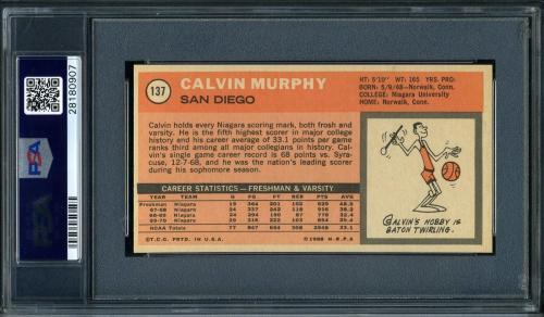 1970 Topps #137 Calvin Murphy PSA 9 #28180907 - Back