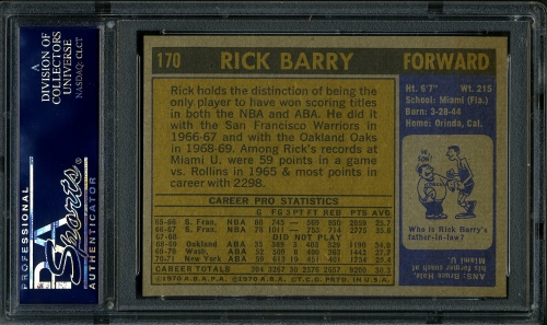 1971 Topps #170 Rick Barry PSA 9 #31838652 - Back