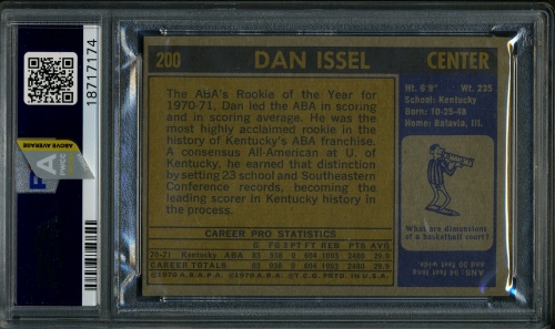 1971 Topps #200 Dan Issel PSA-PWCC-A 9 #18717174 - Back