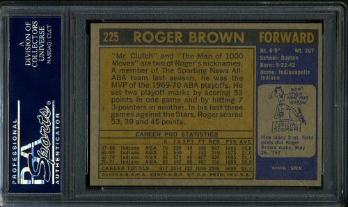 1971 Topps #225 Roger Brown PSA 9 #22717052 - Back