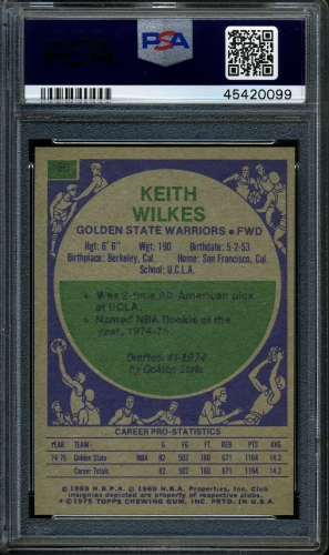 1975 Topps #050 Keith Wilkes PSA 9 #45420099 - Back