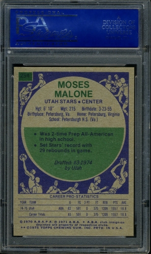 1975 Topps #254 Moses Malone PSA 9 #07136715 - Back