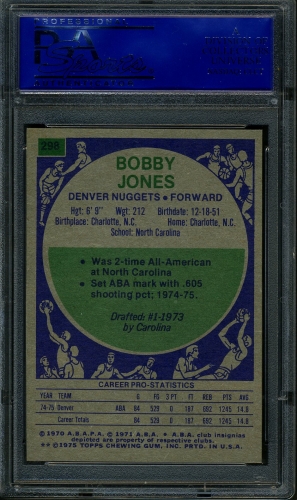 1975 Topps #298 Bobby Jones PSA 9 #12046137 - Back