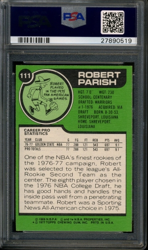 1977 Topps #111 Robert Parish PSA 9 #27890519 - Back
