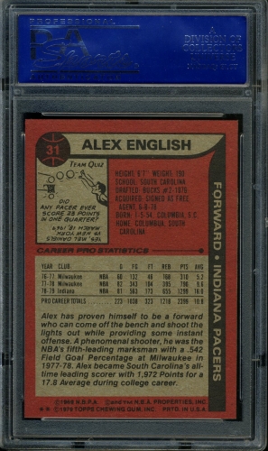 1979 Topps #031 Alex English PSA 9 #81613663 - Back