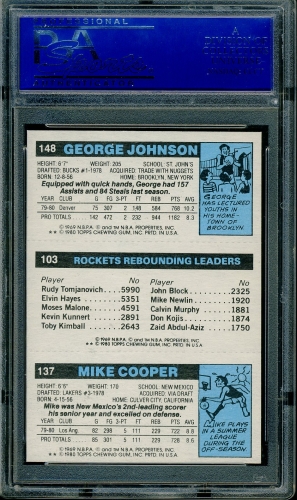 1980 Topps  Cooper / Malone / Johnson PSA 10 #81526230 - Back
