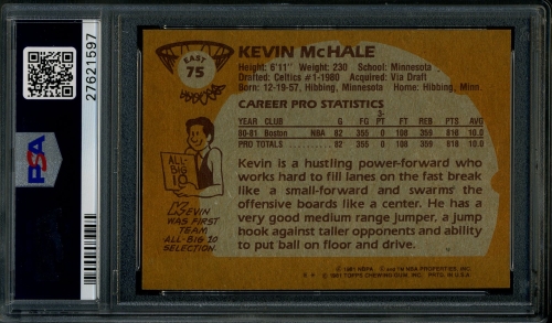 1981 Topps #075 Kevin McHale PSA 10 #27621597 - Back