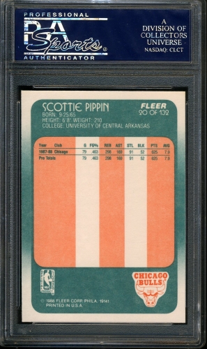 1988 Fleer #020 Scottie Pippen PSA 10 #22277248 - Back
