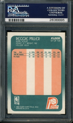 1988 Fleer #057 Reggie Miller PSA 10 #26089995 - Back