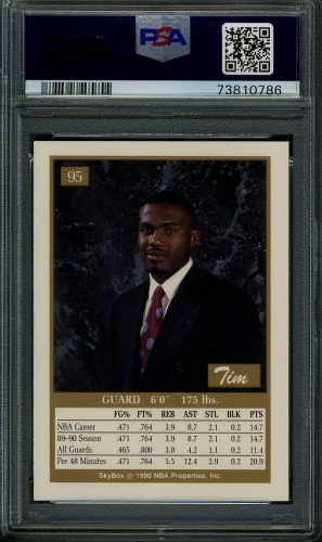 1990 SkyBox #095 Tim Hardaway PSA 10 #73810786 - Back