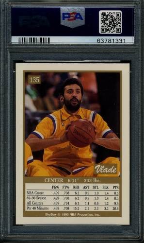 1990 SkyBox #135 Vlade Divac PSA 10 #63781331 - Back