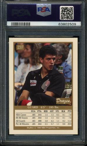 1990 SkyBox #237 Drazen Petrovic PSA 10 #63802509 - Back