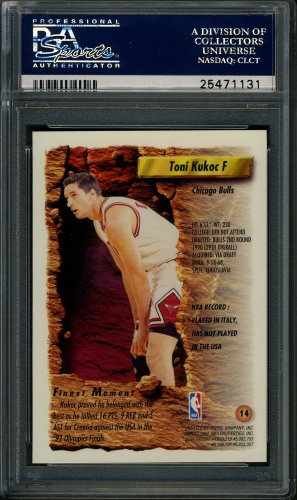 1993 Finest #014 Toni Kukoc PSA 10 #25471131 - Back