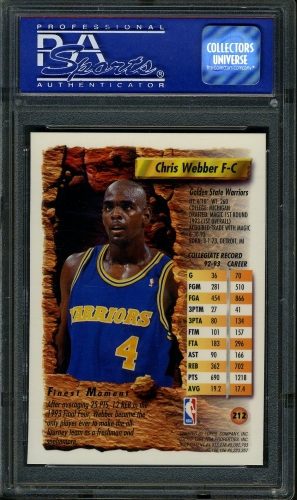 1993 Finest #212 Chris Webber PSA 10 #08176922 - Back