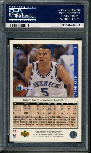 1994 Collector's Choice #250 Jason Kidd PSA 10 #28644630 - Back