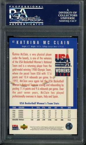 1994 Upper Deck USA Basketball #082 Katrina McClain PSA 10 #24652870 - Back
