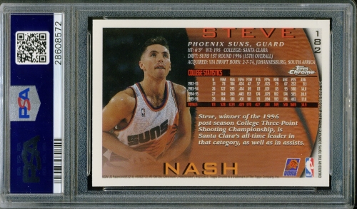 1996 Topps Chrome #182 Steve Nash PSA 10 #28608572 - Back