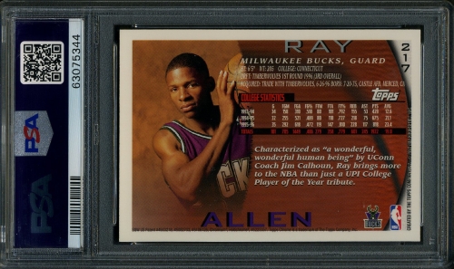1996 Topps Chrome #217 Ray Allen PSA 10 #63075344 - Back
