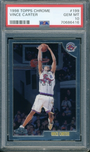 1998 Topps Chrome #199 Vince Carter PSA 10 #70686416