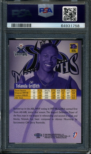 1999 Ultra WNBA #106 Yolanda Griffith PSA 9 #64931758 - Back