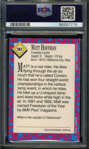 1993 Sports Illustrated For Kids - Series 2 #161 Matt Hoffman PSA 9 #68207715 - Back