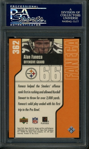 2002 Upper Deck XL #362 Alan Faneca PSA 10 #23865050 - Back