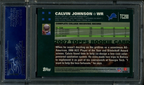 2007 Topps Chrome #TC200 Calvin Johnson PSA 10 #17803210 - Back