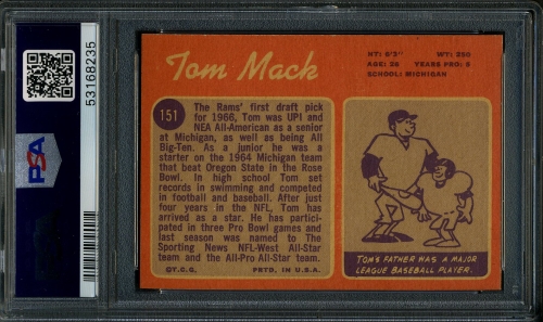1970 Topps #151 Tom Mack PSA 10 #53168235 - Back