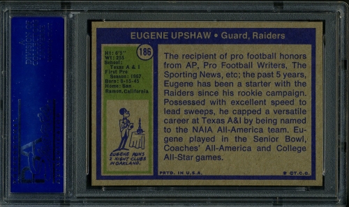 1972 Topps #186 Gene Upshaw PSA 9 #06479729 - Back
