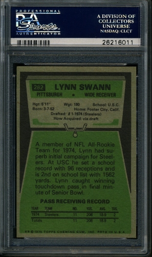 1975 Topps #282 Lynn Swann PSA 9 #26216011 - Back