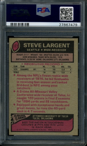 1977 Topps #177 Steve Largent PSA 9 #27867479 - Back