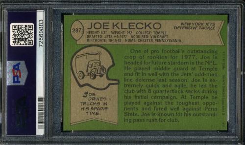 1978 Topps #287 Joe Klecko PSA 9 #72569883 - Back