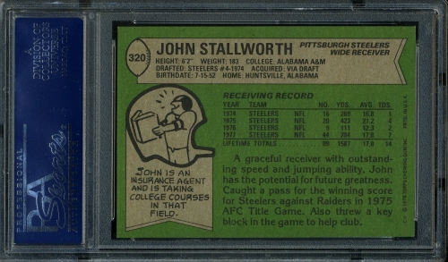 1978 Topps #320 John Stallworth PSA 9 #20422681 - Back