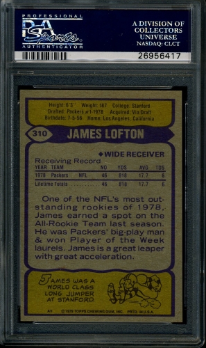 1979 Topps #310 James Lofton PSA 9 #26956417 - Back