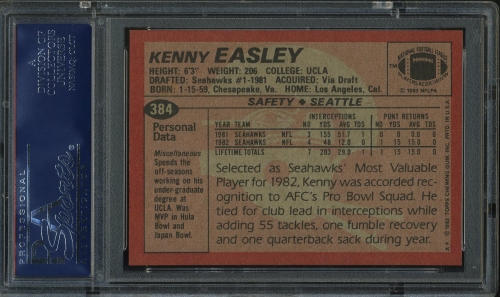 1983 Topps #384 Kenny Easley [Pedigree: Fight4OldDC Collection] PSA 10 #81735982 - Back