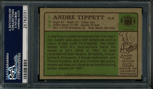 1984 Topps #143 Andre Tippett PSA 10 #25782031 - Back