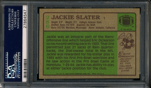 1984 Topps #286 Jackie Slater PSA 10 #27864547 - Back