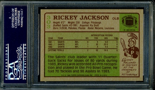 1984 Topps #303 Rickey Jackson PSA 10 #24814928 - Back