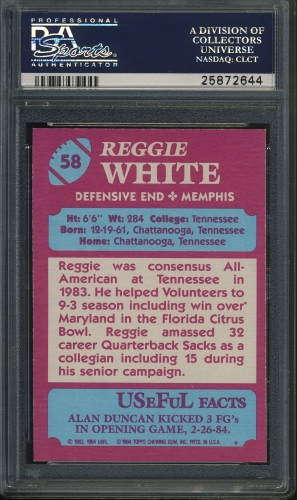 1984 Topps USFL #058 Reggie White PSA 9 #25872644 - Back