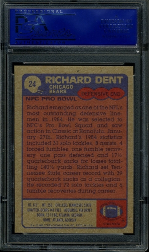 1985 Topps #024 Richard Dent PSA 10 #11840809 - Back