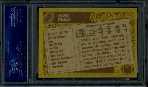 1986 Topps #388 Andre Reed PSA 10 #17457542 - Back